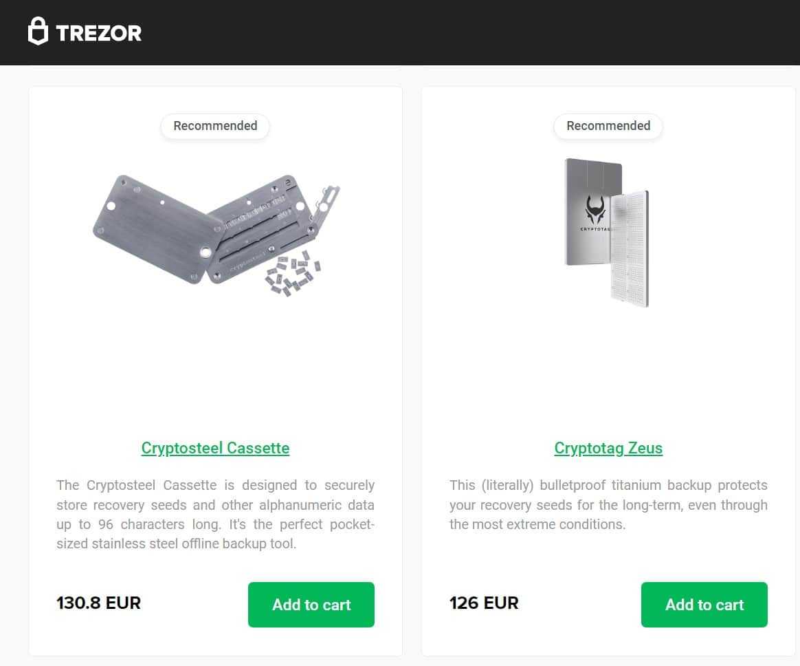 Trezor steel case