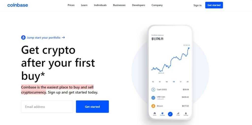 coinbase homepage