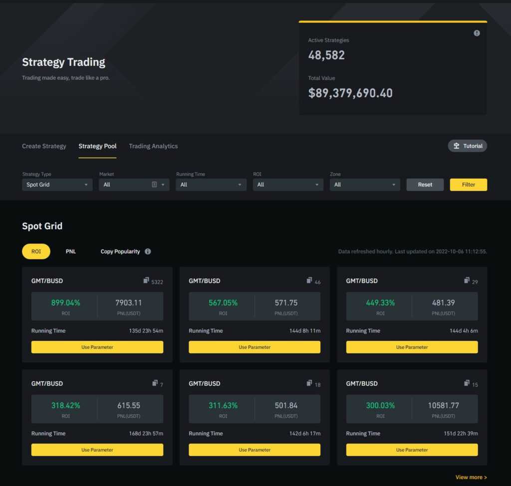 Binance strategy trading