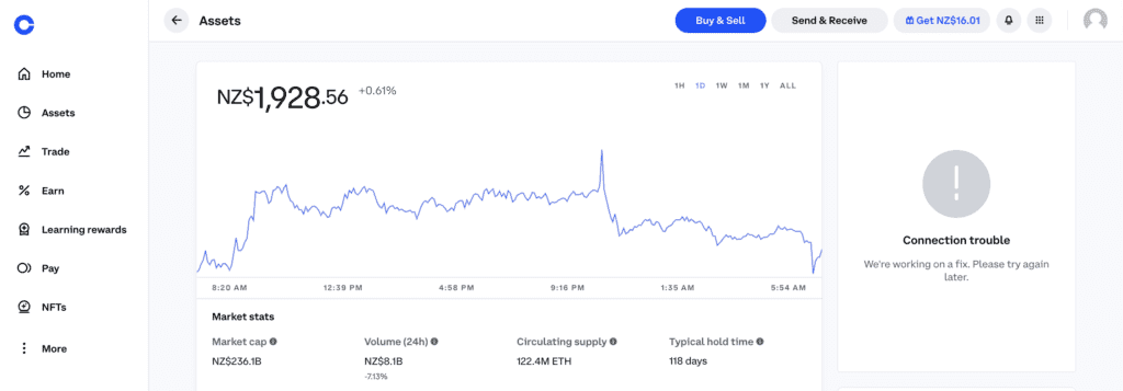 Coinbase Simple Trading Screen