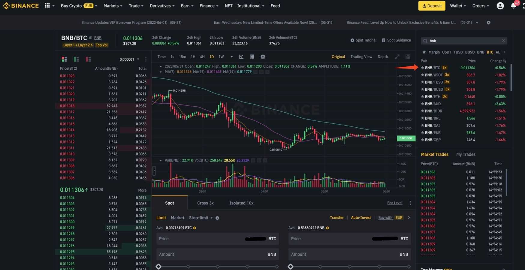 Trading on Binance