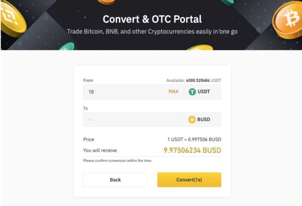 Binance convert