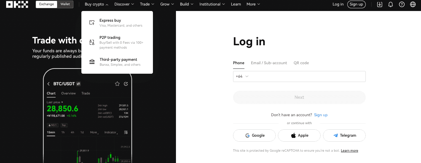 Sign up for OKX